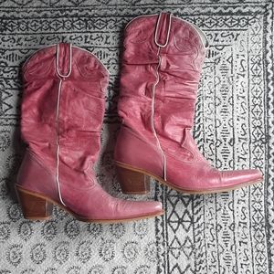 Pink Slouch Cowboy Boots